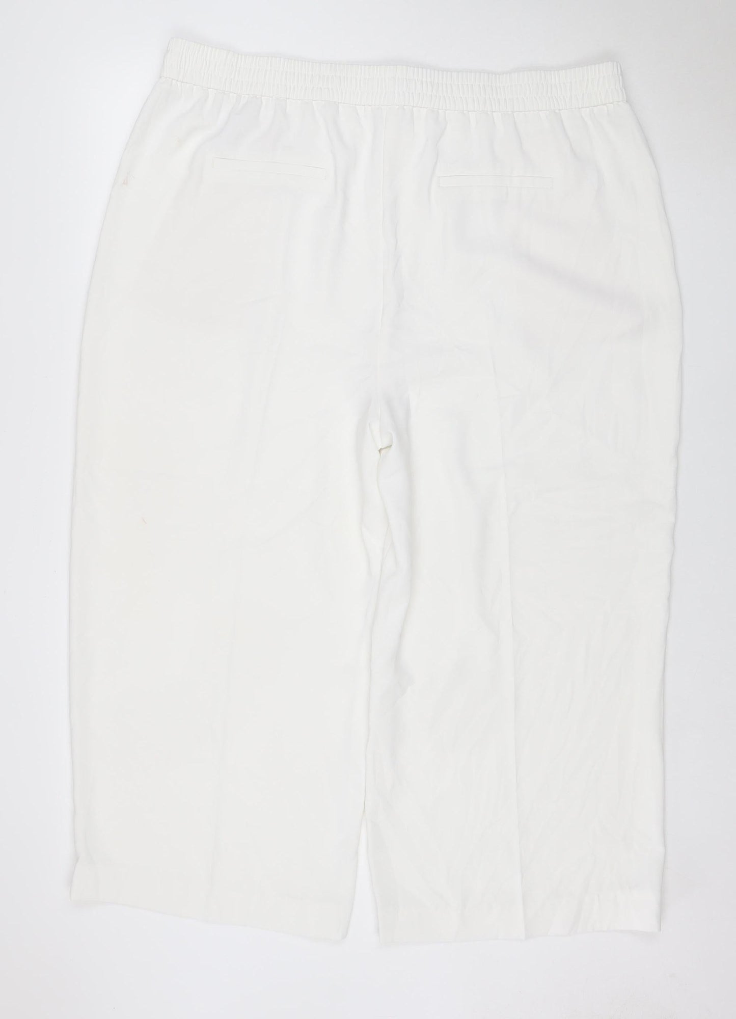M&S Women’s White UK 22 Wide Leg Drawstring Trousers