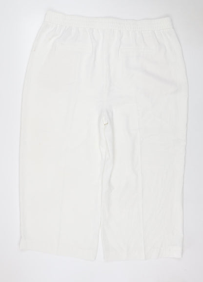 M&S Women’s White UK 22 Wide Leg Drawstring Trousers