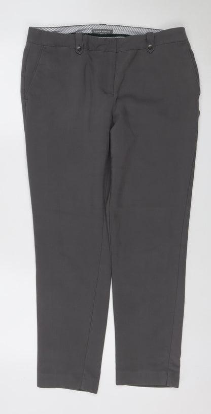 Laura Ashley Women Grey UK 14 Straight Leg Stretch Dress Trousers