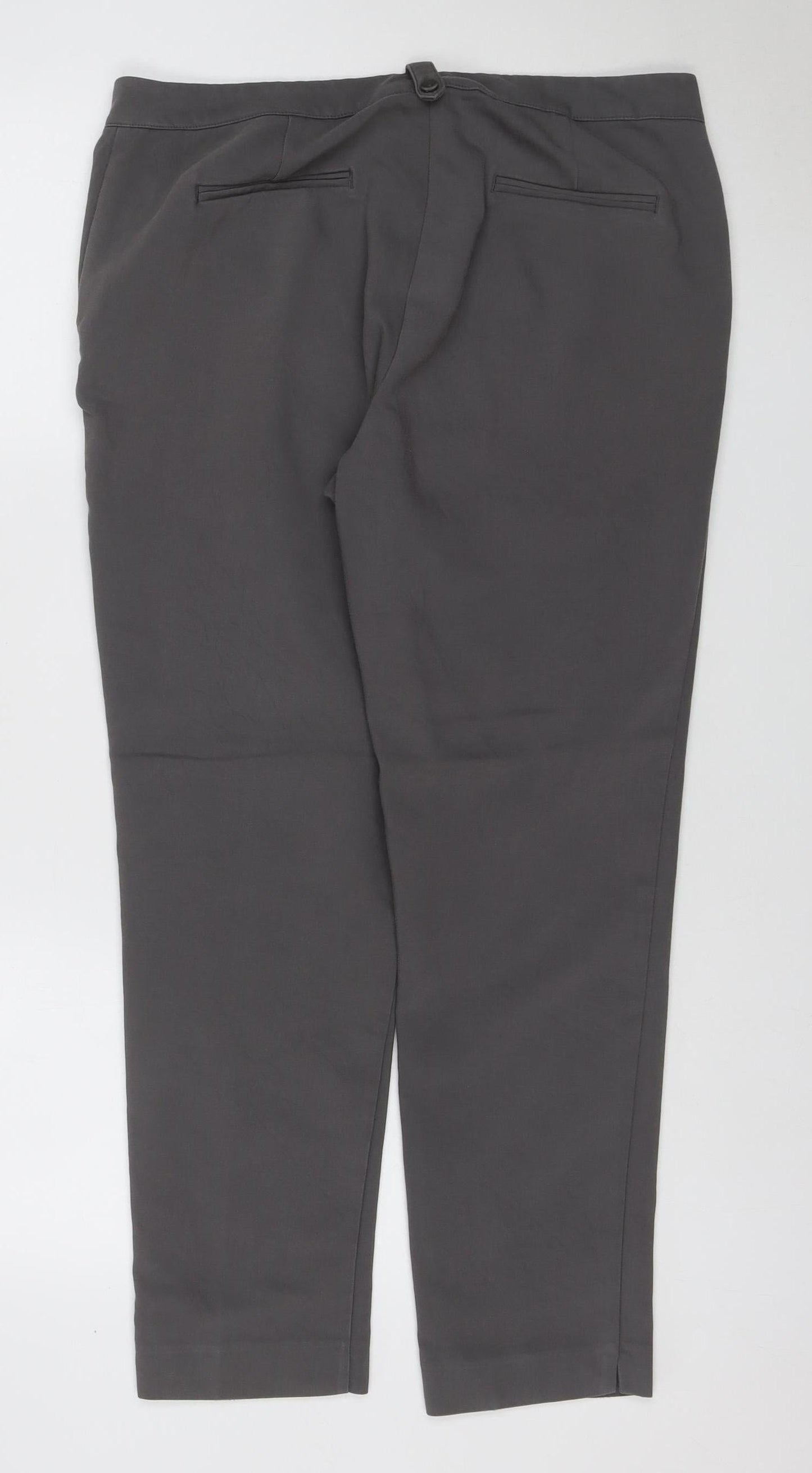 Laura Ashley Women Grey UK 14 Straight Leg Stretch Dress Trousers