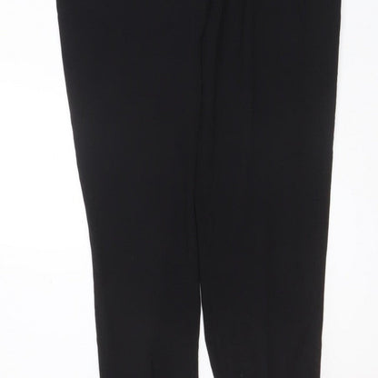 H&M Women Black UK 6 Long Sleeve V-Neck Tailored Straight Leg Jumpsuit