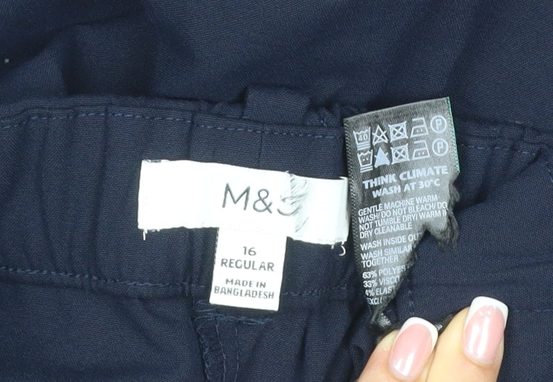 Marks and Spencer Women's Navy Blue UK 16 Regular Straight Dress Trousers