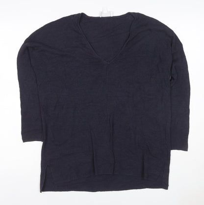 White Label The White Company Women Navy S V-Neck Knit Tunic Top
