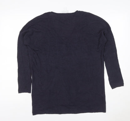 White Label The White Company Women Navy S V-Neck Knit Tunic Top