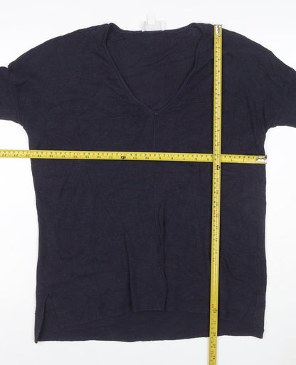 White Label The White Company Women Navy S V-Neck Knit Tunic Top