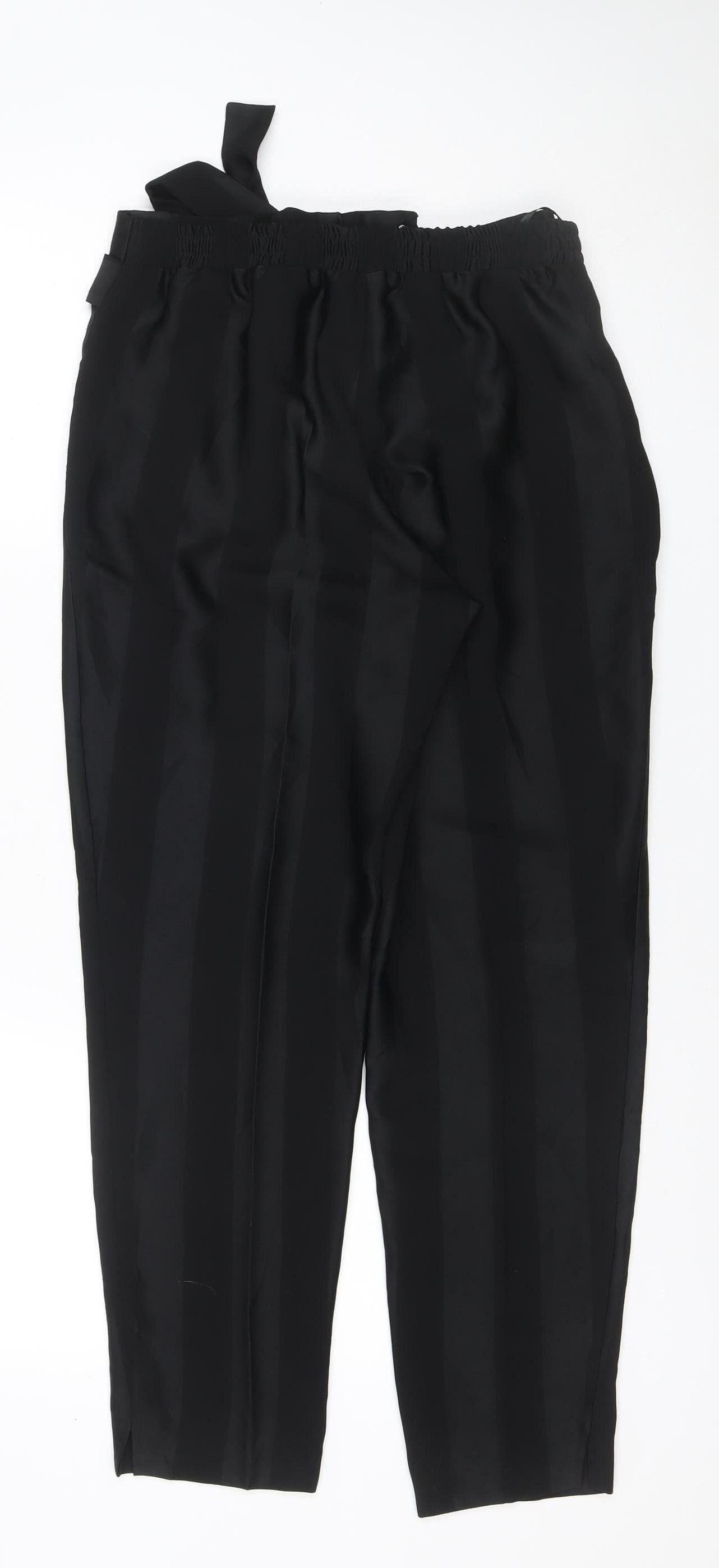 River Island Women Black UK 10 Tie Waist Wide-Leg Trousers