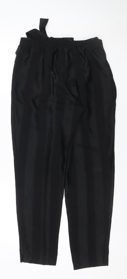 River Island Women Black UK 10 Tie Waist Wide-Leg Trousers