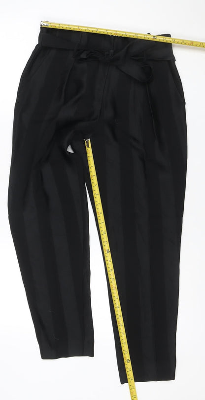 River Island Women Black UK 10 Tie Waist Wide-Leg Trousers