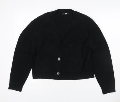 UNIQLO Women Black XS 100% Cashmere V-Neck Button Cardigan