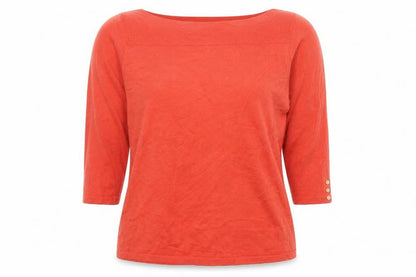 Next Women Orange UK 18 Cotton Cashmere Boat Neck 3/4 Sleeve Jumper