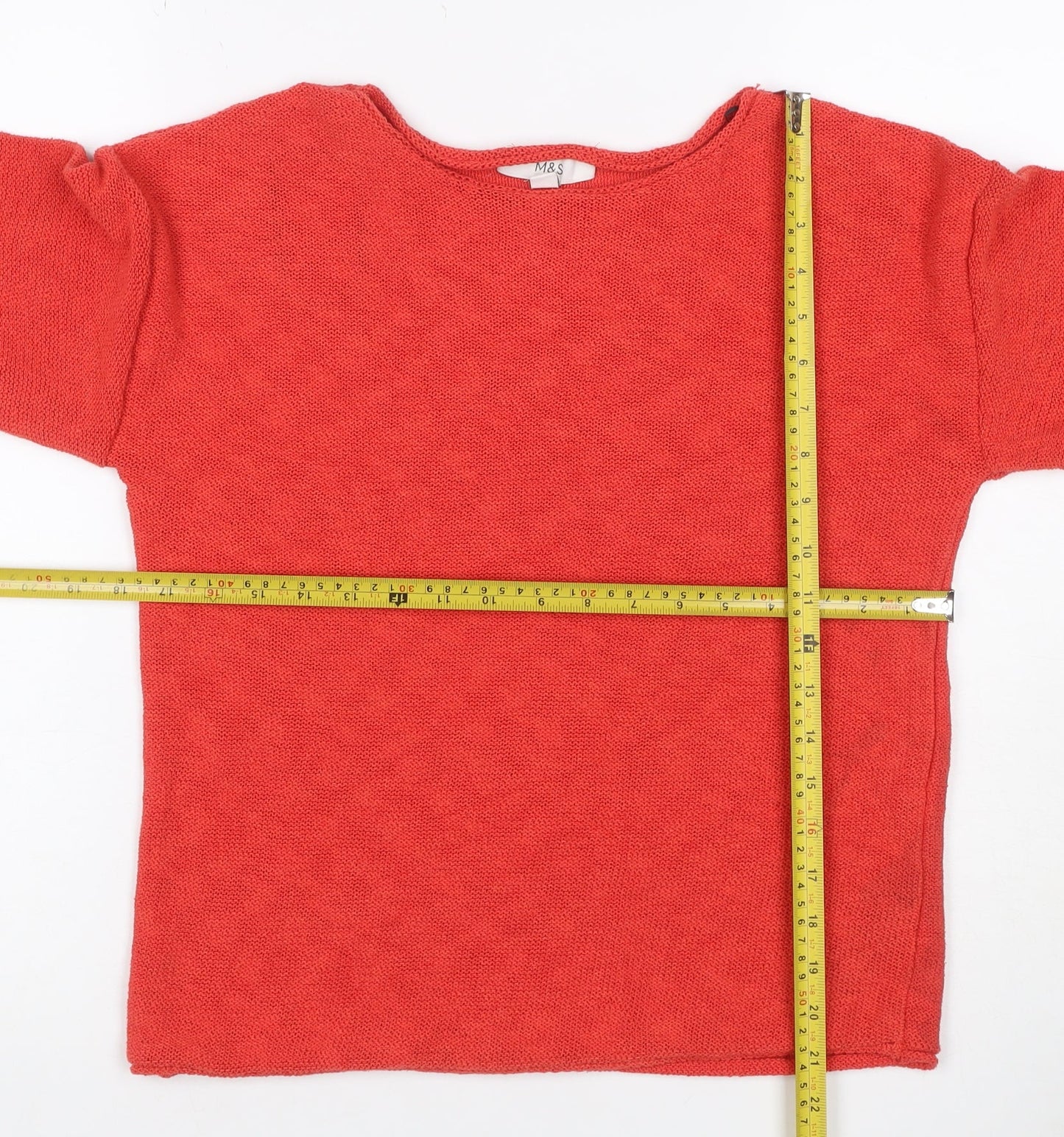 Marks and Spencer Women Red Size S Knit Round Neck Pullover Jumper