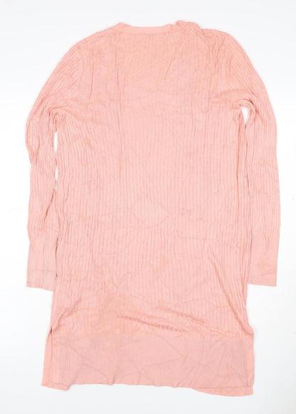 Oasis Women’s Pink S Ribbed Viscose Knit Long Sleeve Pullover Jumper