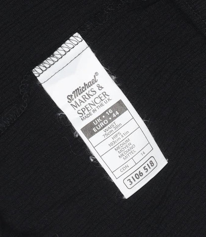 Marks & Spencer Women Black Size 16 Wide Leg Linen Viscose Trousers