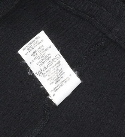 Marks & Spencer Women Black Size 16 Wide Leg Linen Viscose Trousers