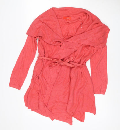 Next Women's Pink UK 16 Belted Wrap Cardigan Cashmere Blend Long Sleeve