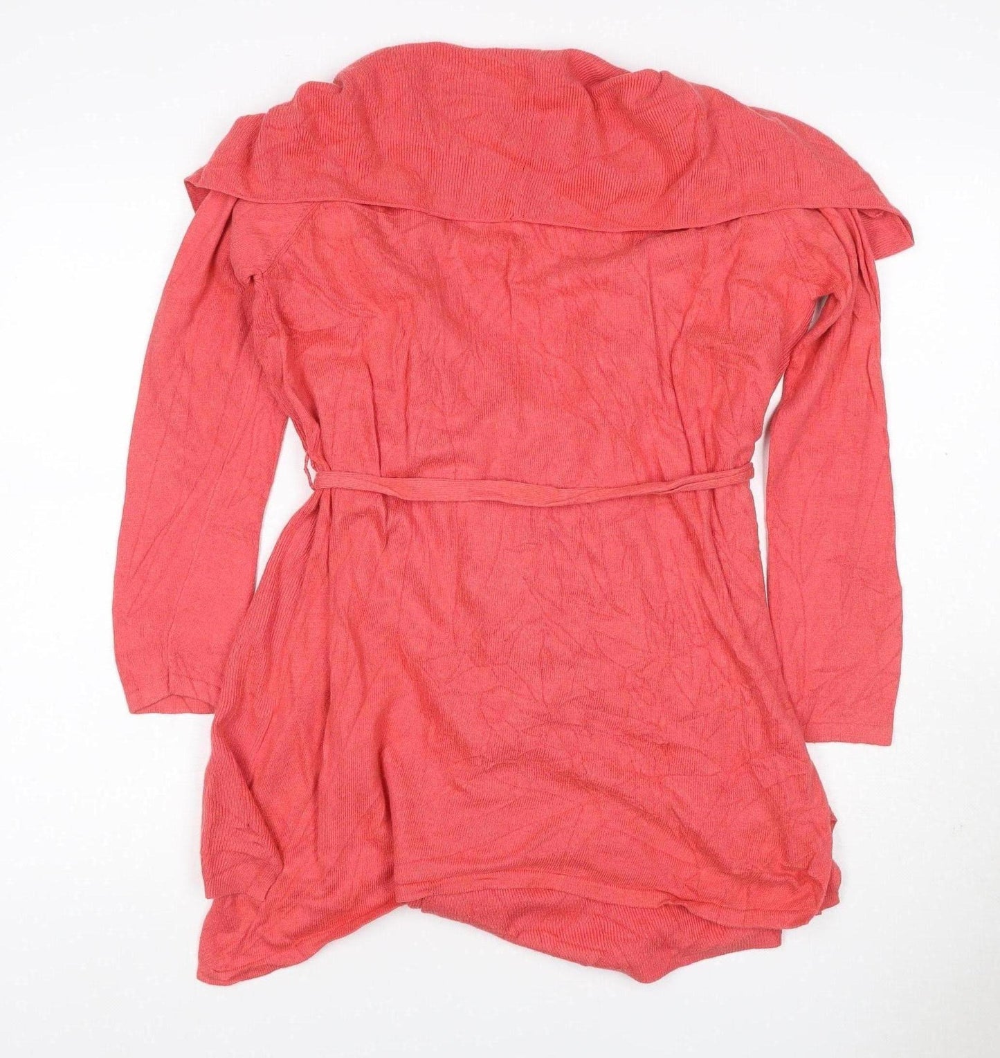 Next Women's Pink UK 16 Belted Wrap Cardigan Cashmere Blend Long Sleeve