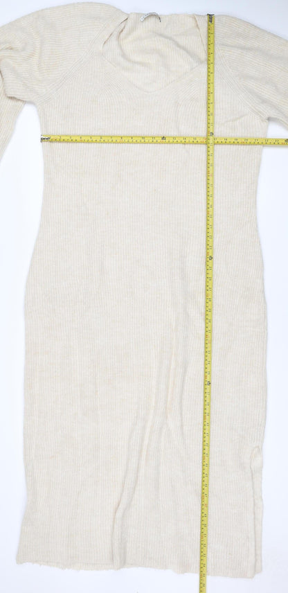 FAVRIDGE Women’s Ivory Size 20 Knit High Neck Midi Jumper Dress