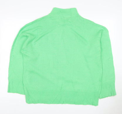 Missguided Women Green UK 6 Acrylic Knit Mock Neck Pullover Jumper