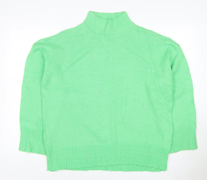 Missguided Women Green UK 6 Acrylic Knit Mock Neck Pullover Jumper