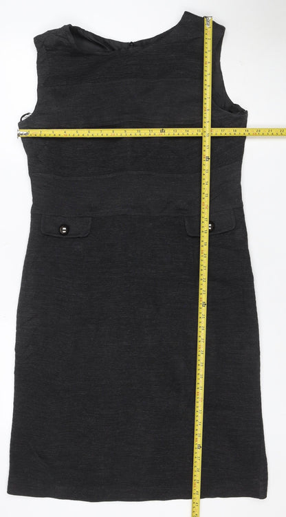C & Orkan Women's Black UK 8 Sleeveless Knee Length Sheath Dress