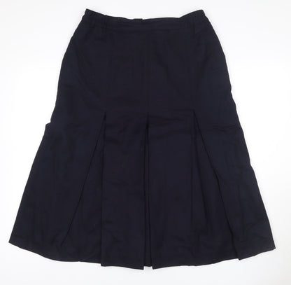 Ballucci Women Black UK 18 Wool Pleated Flare Knee Length Skirt