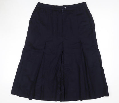 Ballucci Women Black UK 18 Wool Pleated Flare Knee Length Skirt