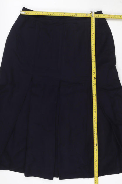 Ballucci Women Black UK 18 Wool Pleated Flare Knee Length Skirt