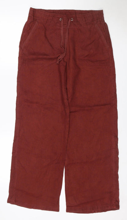 Marks & Spencer Women’s Brown Linen Wide-Leg Trousers UK 12