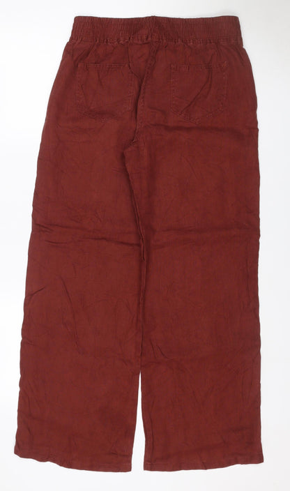 Marks & Spencer Women’s Brown Linen Wide-Leg Trousers UK 12