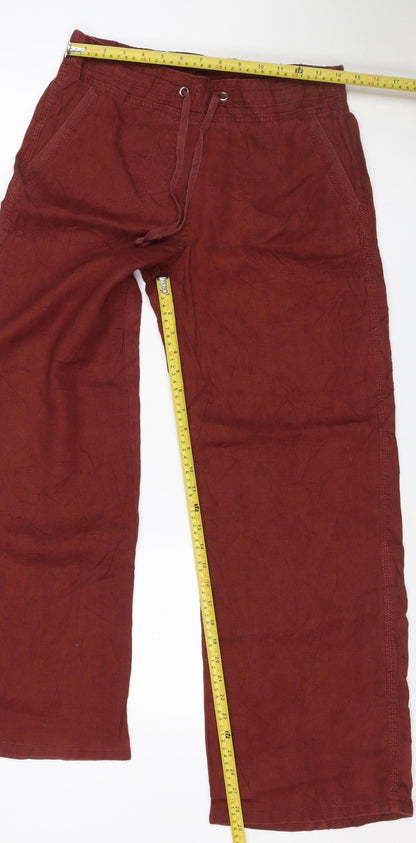 Marks & Spencer Women’s Brown Linen Wide-Leg Trousers UK 12