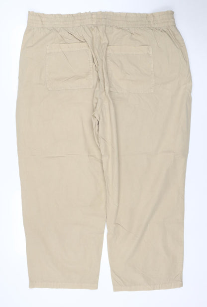 M&S Womens Beige Size 14 Short Wide Leg Drawstring Trousers