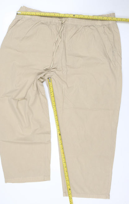 M&S Womens Beige Size 14 Short Wide Leg Drawstring Trousers