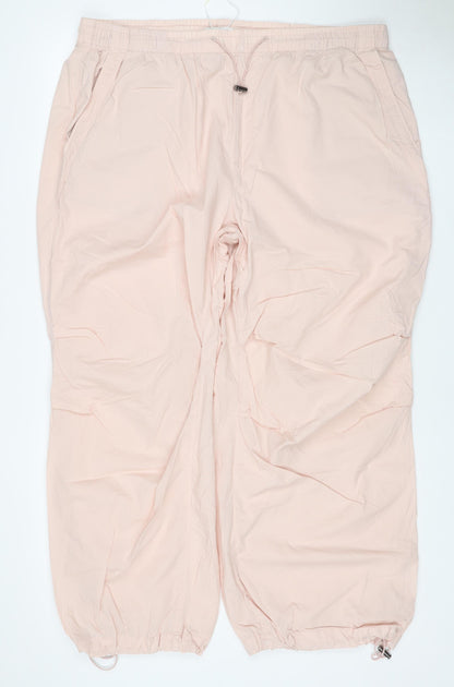 Marks & Spencer Women Pink UK 20 Short Cotton Drawstring Jogger Trousers