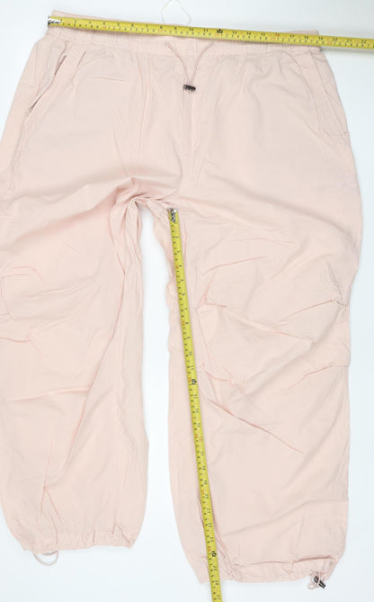 Marks & Spencer Women Pink UK 20 Short Cotton Drawstring Jogger Trousers
