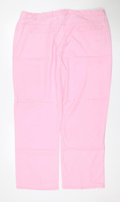 Ann Harvey Women Pink Size 20 Lyocell Straight Leg Trousers