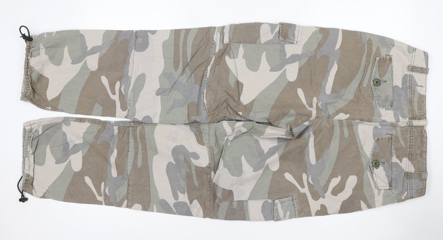 Topshop Women’s Multicoloured UK 12 Camo Cargo Trousers Cotton