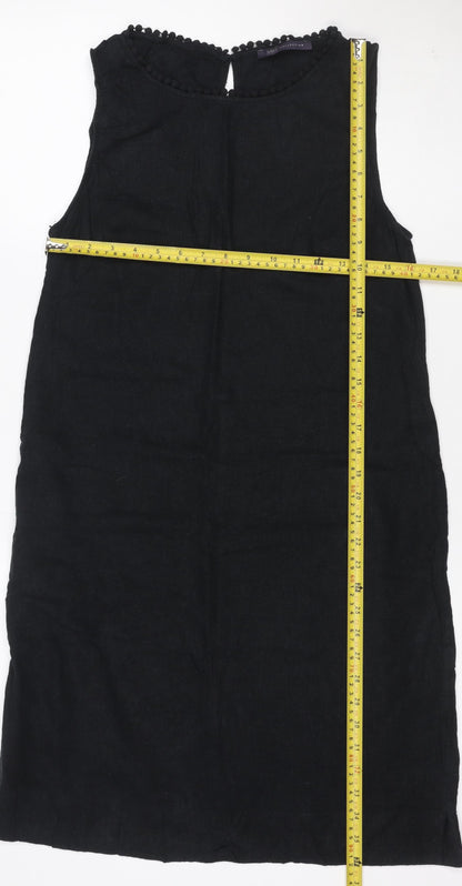 M&S Collection Women’s Black Linen Blend UK 10 Knee Length Sheath Dress