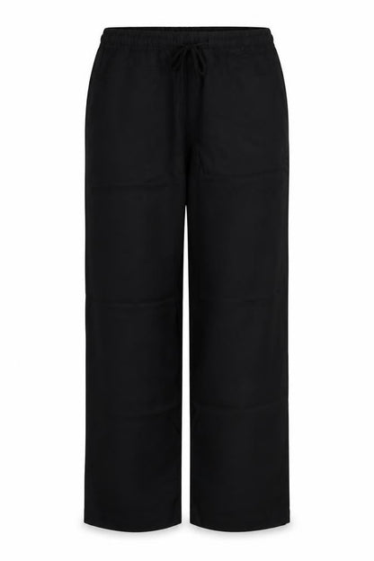 Zara Women Black UK 14 Wide-Leg Modal Drawstring Trousers