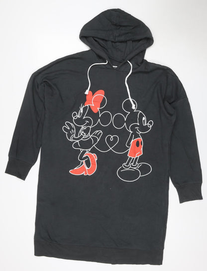 George Women Black Disney Mickey Mouse Hooded Jumper Dress UK 18