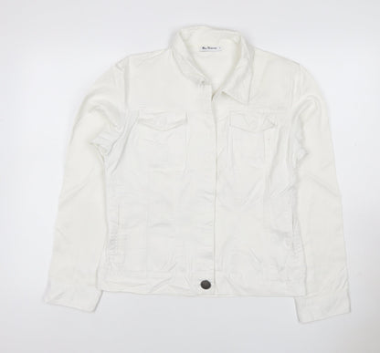 Ben Sherman Women White L Basic Cotton Jacket Collared Pockets