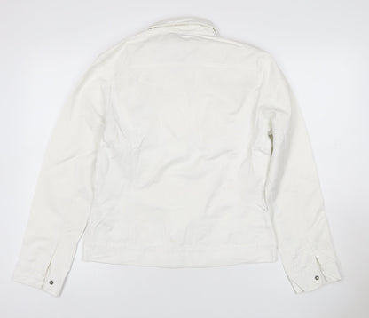 Ben Sherman Women White L Basic Cotton Jacket Collared Pockets