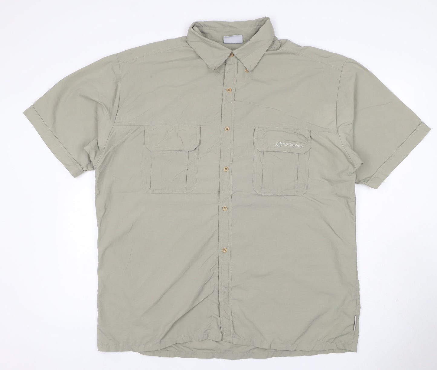 Sprayway Men’s Green L Outdoor Short Sleeve Button-Up Pocket Shirt