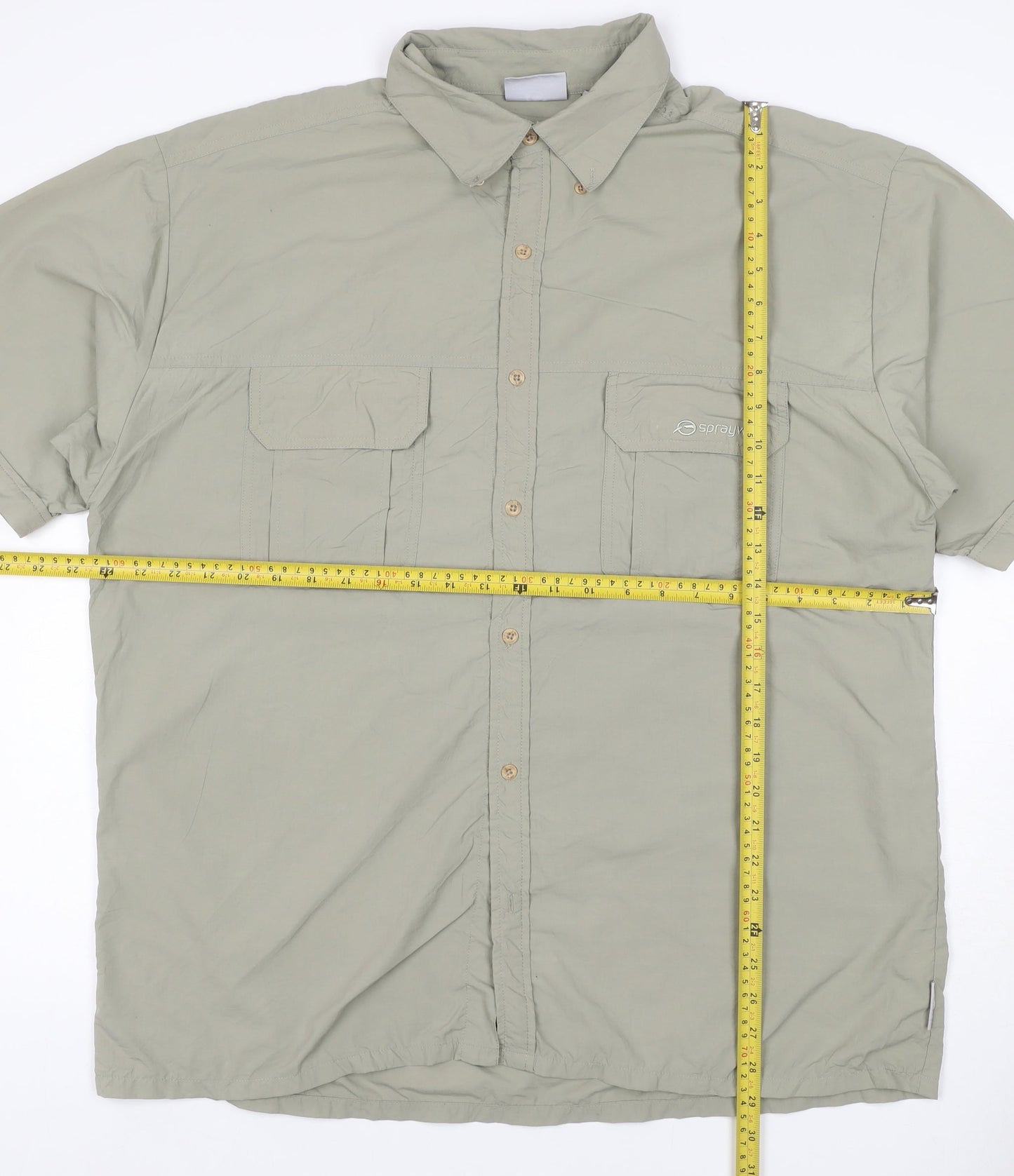 Sprayway Men’s Green L Outdoor Short Sleeve Button-Up Pocket Shirt