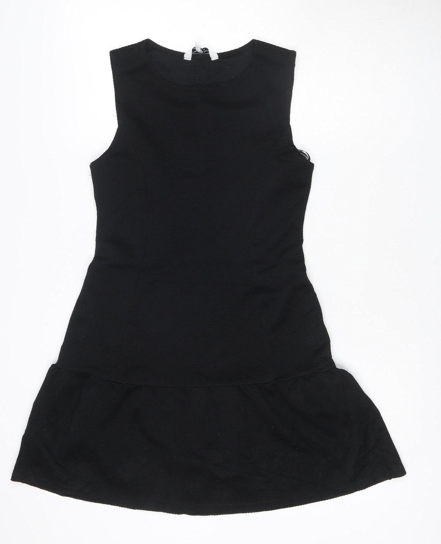 New Look Women’s Black UK 8 Ribbed Knit Skater Fit & Flare Mini Dress
