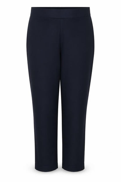Marks & Spencer Women Navy Blue UK 14 Short Straight Stretch Trousers