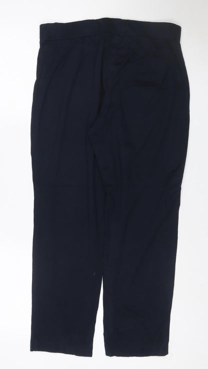 Marks and Spencer Women Navy Blue UK 14 Short Straight Stretch Trousers
