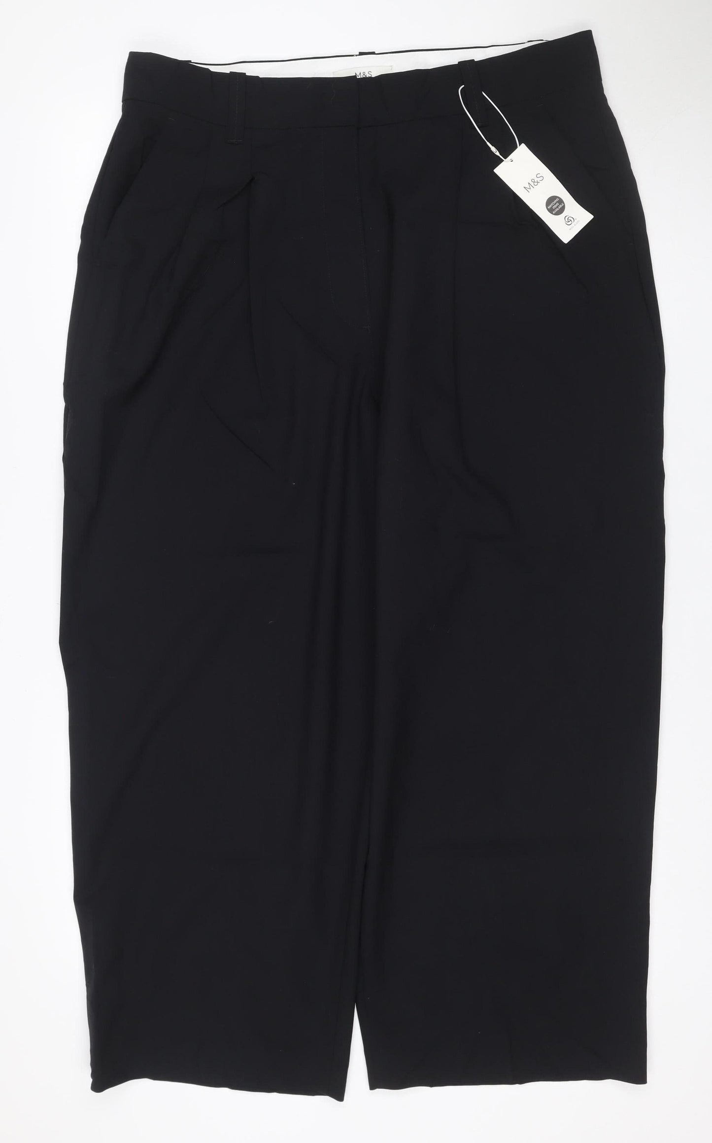 Marks and Spencer Women’s Black Size 18 Short Wool Blend Dress Trousers