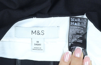 Marks and Spencer Women’s Black Size 18 Short Wool Blend Dress Trousers