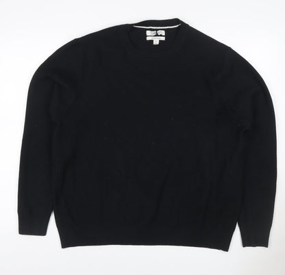 Marks & Spencer Men Black 2XL Cotton Blend Crew Neck Knit Sweatshirt