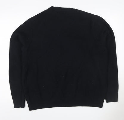 Marks & Spencer Men Black 2XL Cotton Blend Crew Neck Knit Sweatshirt